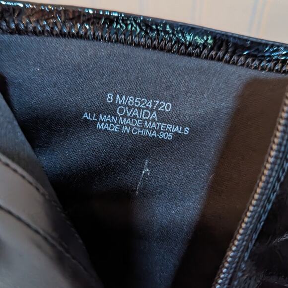 Impo Women's Black Patent Platform Square Toe Side Zip Block Heel Bootie Size 8 - Picture 8 of 8